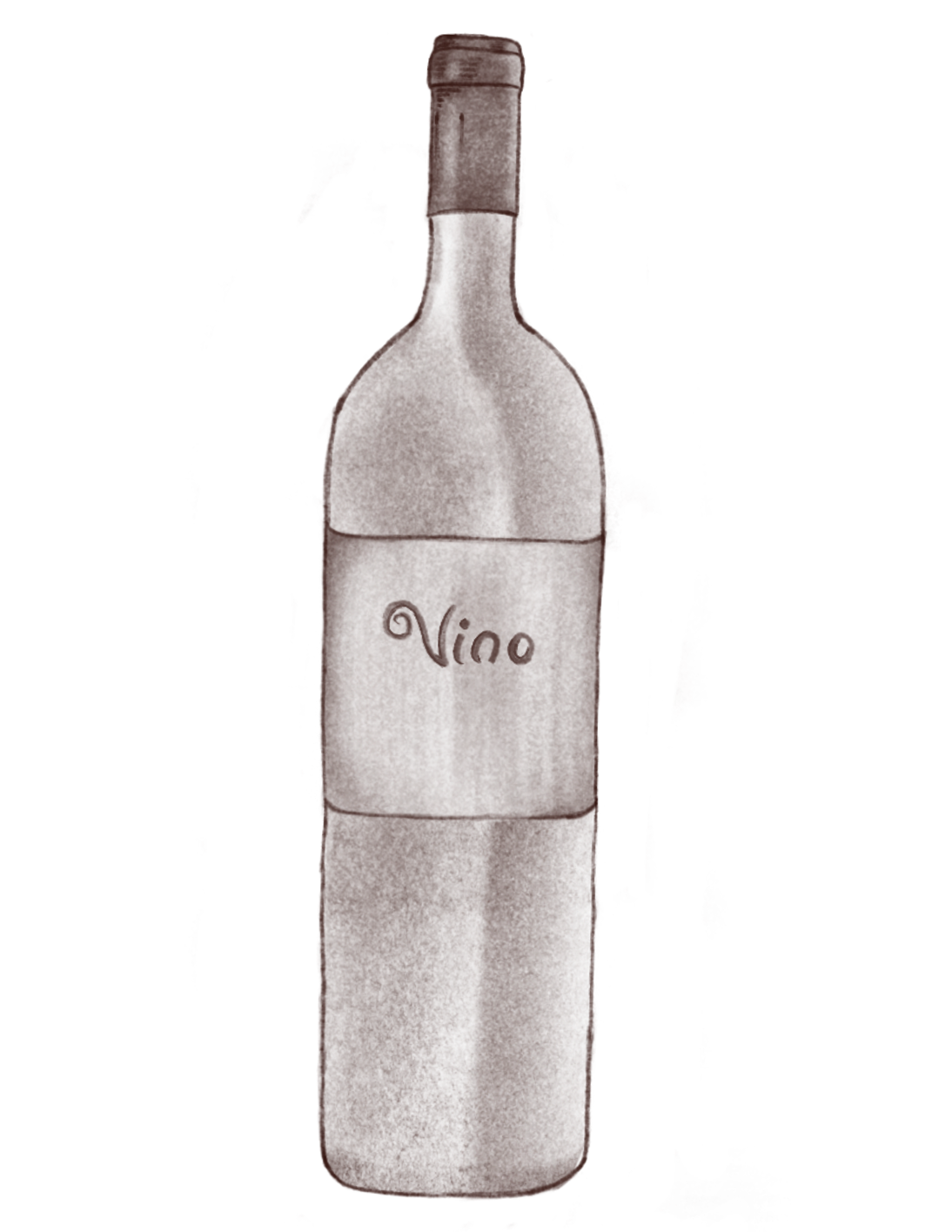En tegnet flaske vin